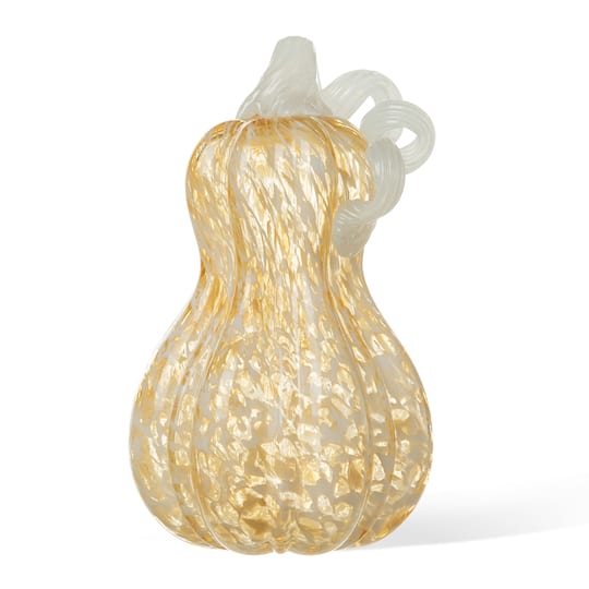 Glitzhome® 8.5" Fall Amber Dots Glass Gourd